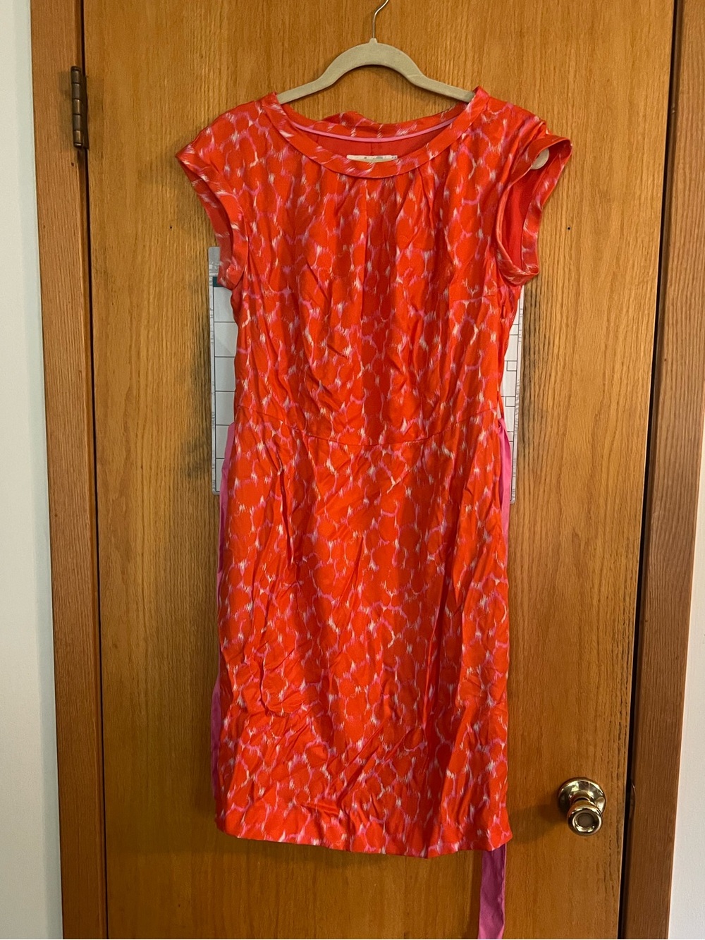 Boden Coral-Pink Printed Midi Dress